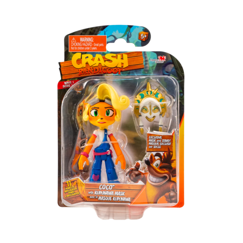 Figura Coco con máscara Kupuna-Wa en blíster, surtido Crash Bandicoot