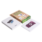 Caja abierta de Tipos de residuos con lámina de batería y contenedor burdeo