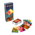 Caja de la expansión Dixit Memories junto al mazo y cartas ilustradas