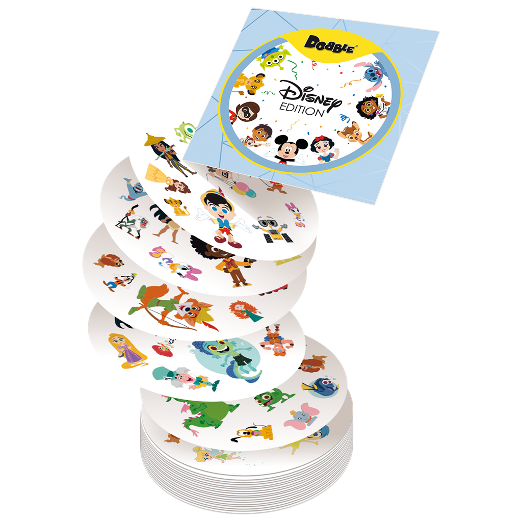 Cartas de Dobble Disney Edition con personajes Disney y Pixar