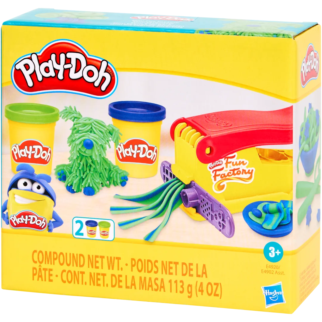 Caja Play-Doh Mini Classics Fun Factory con prensa de masa y 2 potes