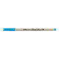 Plumón Artline Supreme Brush Pen color celeste con tapa, vista lateral sobre fondo blanco