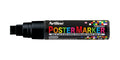 Plumón Artline Poster Marker 12 mm color negro destapado, punta biselada y tinta témpera