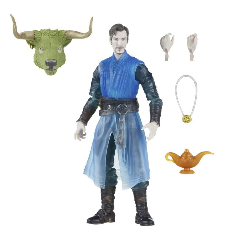 Doctor Strange forma astral junto a cabeza de Rintrah, manos, amuleto y lámpara