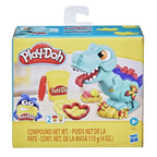 Caja del set Play-Doh Mini T-Rex con dinosaurio celeste y 2 latas de masa