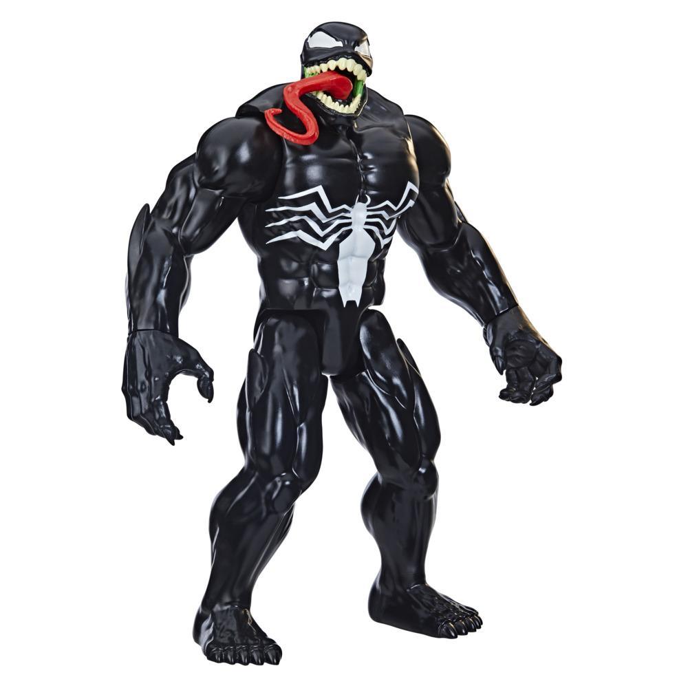 Figura Venom Titan Hero Series de pie con lengua roja y emblema blanco