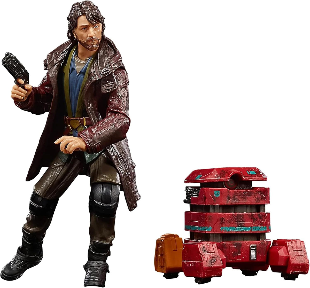 Figuras de Cassian Andor con bláster y el droide rojo B2EMO de The Black Series