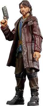 Figura articulada de Cassian Andor con abrigo marrón y bláster en la mano
