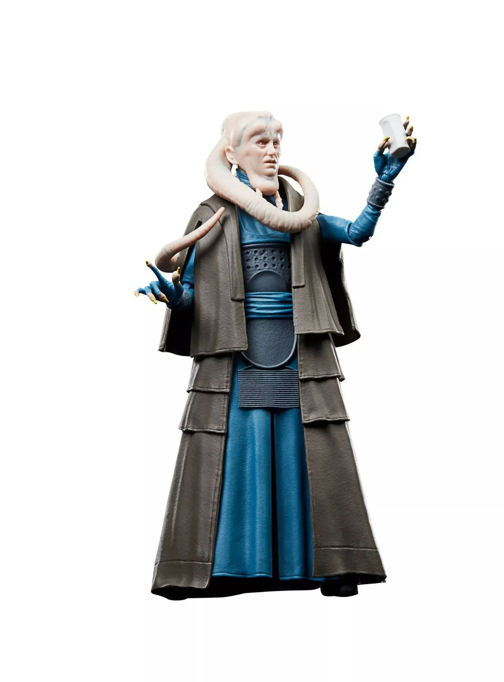 Figura Bib Fortuna Black Series de frente con túnica gris y azul, sosteniendo una copa