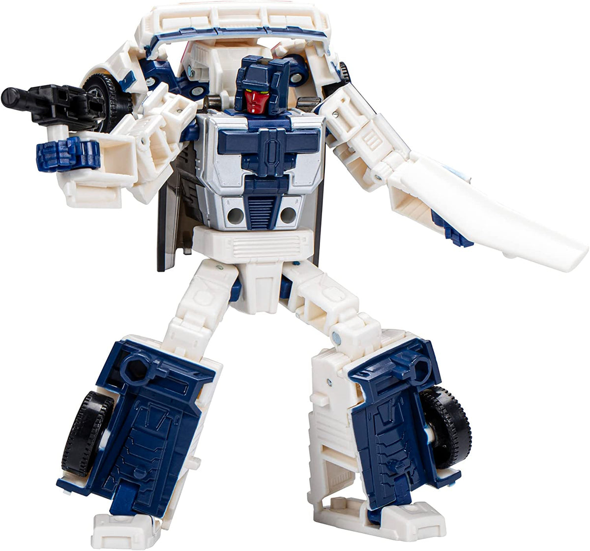 Figura Transformers Breakdown en modo robot apuntando con su blaster