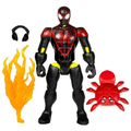 Figura Miles Morales MixMashers con audífonos, efecto de llamas y mochila araña roja