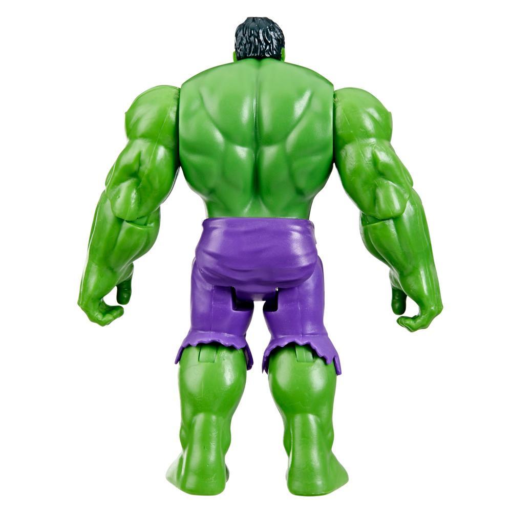 Vista trasera de la figura Hulk con pantalón morado