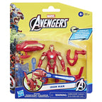Empaque Avengers Battle Gear de Iron Man con la figura y accesorios a la vista