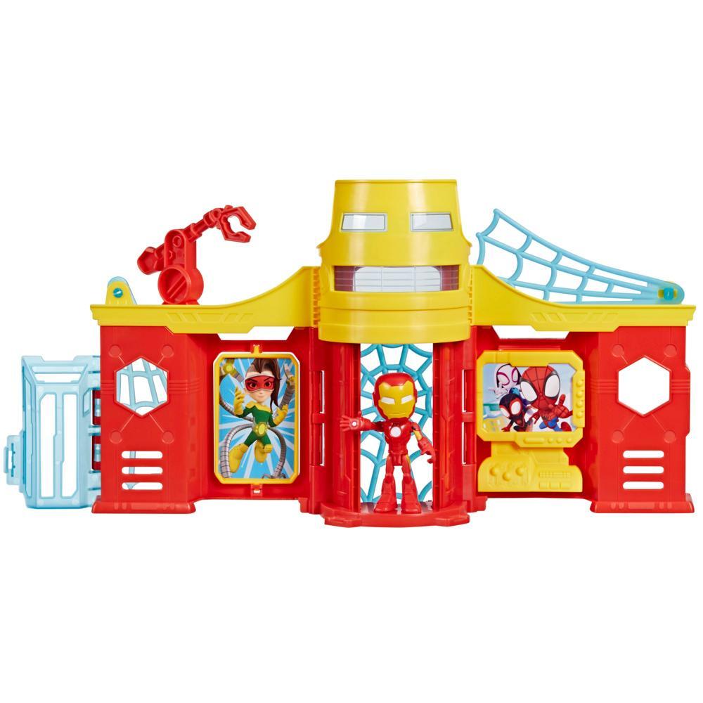 Torre Stark de Spidey armada con figura de Iron Man en el elevador