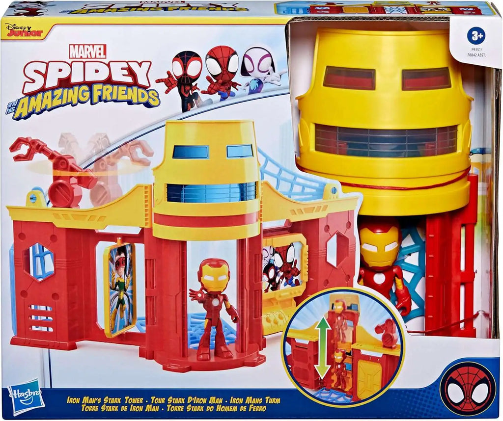 Caja del set Torre Stark de Marvel Spidey and His Amazing Friends de Hasbro