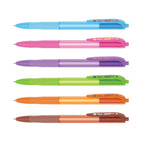 Seis bolígrafos Filgo Fastgrip en celeste, rosado, violeta, verde, naranjo y café