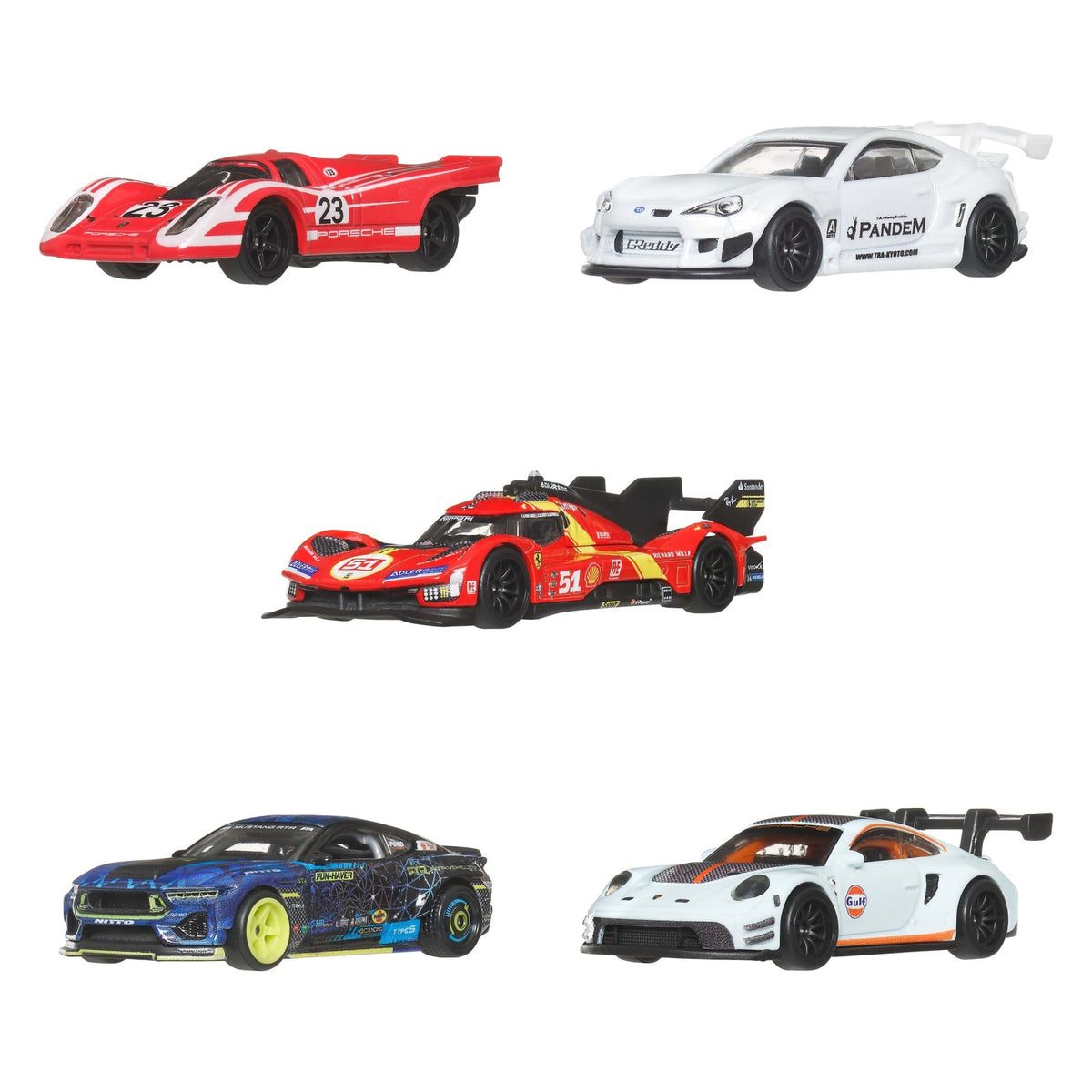Lineup de autos Hot Wheels Car Culture premium 1:64 del surtido FPY86, modelos de carrera
