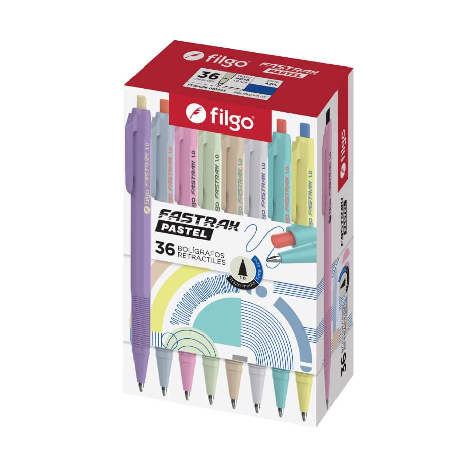 Bolígrafo Filgo Fastrak Pastel 1.0 – caja de 36