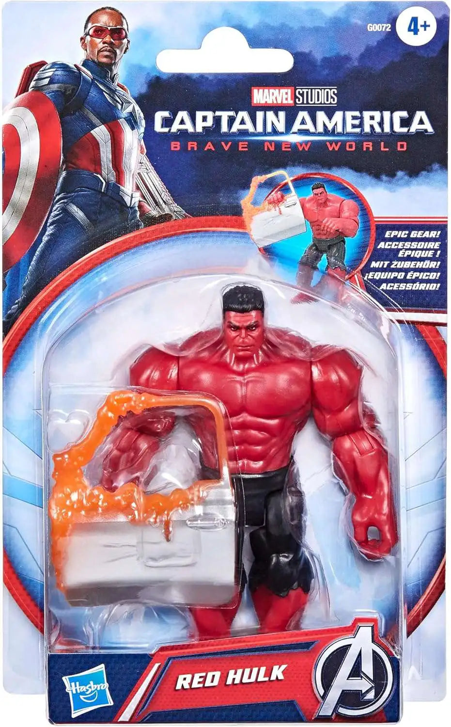 Figura Red Hulk Epic Hero Series en su blíster de Capitán América Brave New World