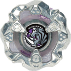 Trompo Beyblade X Horn Rhino plateado con emblema de rinoceronte