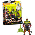 Figura Boba Fett MixMashers en su empaque junto a la figura armada, jetpack verde y mano de stormtrooper