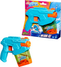 Lanzador de agua Nerf Super Soaker Mini Dunk-Fill celeste y naranjo junto a su caja