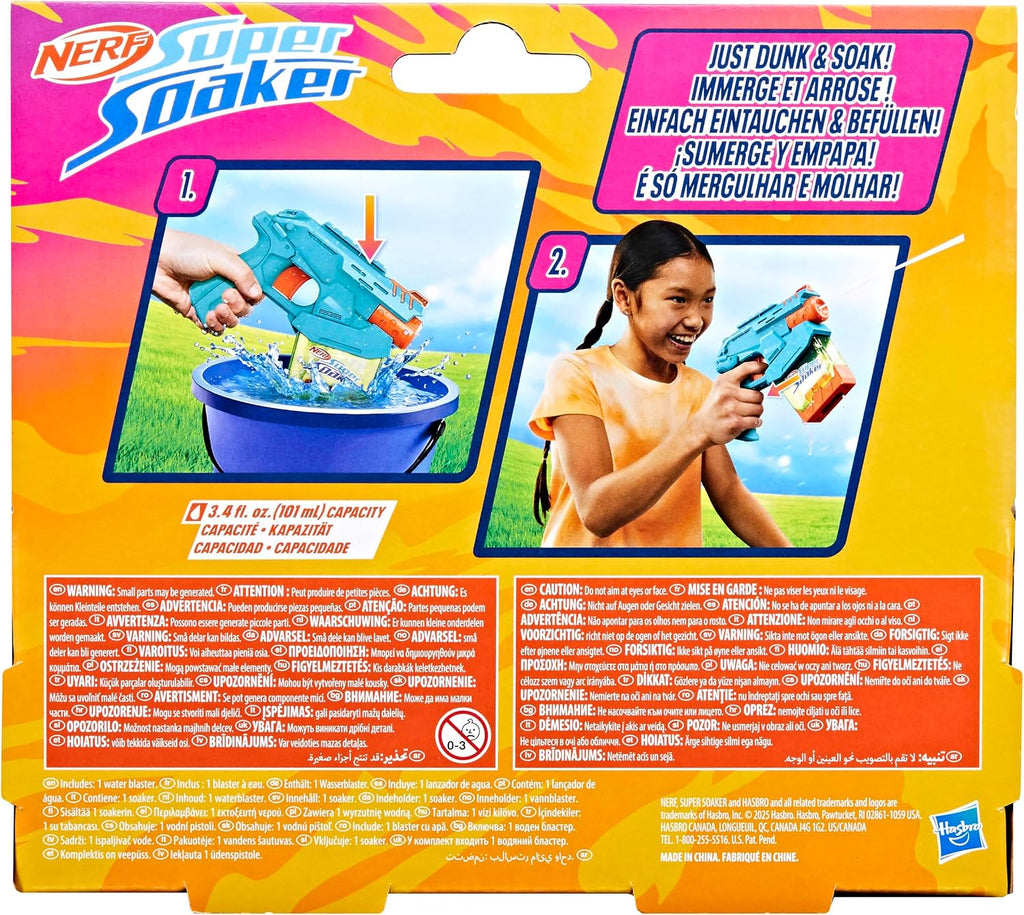 Reverso de la caja del Mini Dunk-Fill con instrucciones de llenado