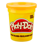 Lata Play-Doh de 112 g con tapa naranja y etiqueta en español