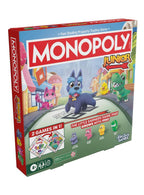 Caja del juego Monopoly Junior 2 en 1 de Hasbro Gaming con sus personajes