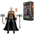 Thor con cabeza alternativa, Mjolnir y Stormbreaker junto a su caja