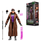 Gambit con bastón, manos y efectos junto a su caja