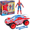 Empaque y contenido del set Spider-Man Stretch & Blast Buggy con figura y proyectiles