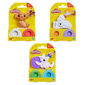 Tres modelos del set Play-Doh mini mascotas: perrito, conejo y gatito en su empaque