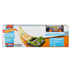 Caja Hot Wheels Track Builder Unlimited paquete básico con auto azul a la vista