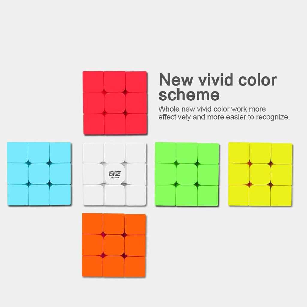 Esquema de colores del cubo QiYi Warrior S: rojo, celeste, blanco, verde, amarillo y naranjo