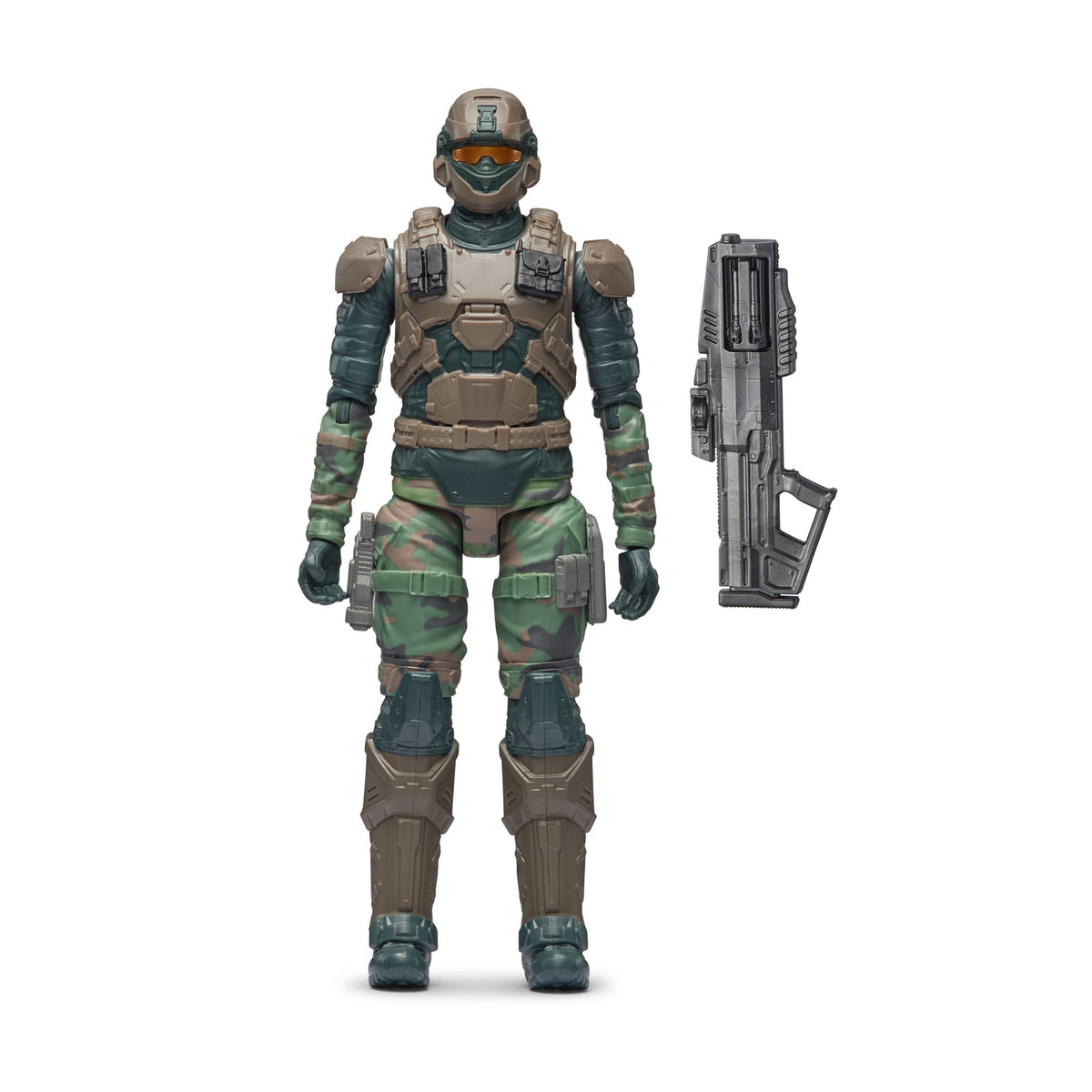 Figura Halo UNSC Marine con camuflaje verde junto a su lanzador Hydra