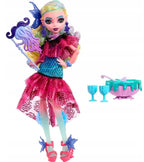 Muñeca Lagoona Blue Monster Ball con vestido de fiesta rosado y azul, ponchera y copas