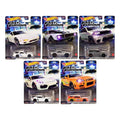Cinco autos Hot Wheels Premium Fast & Furious en su blíster, ejemplo de una ola del surtido