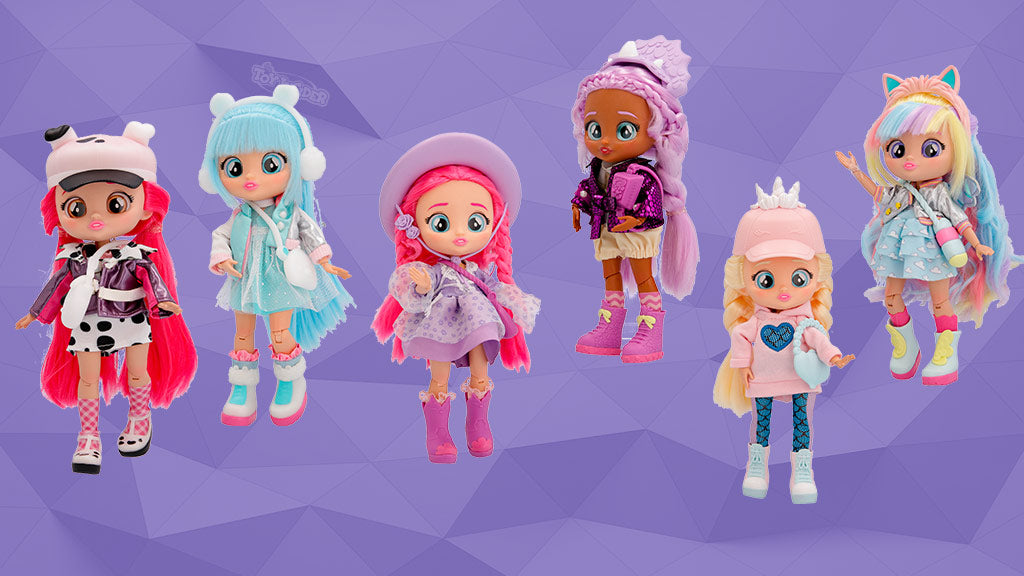 Las seis muñecas BFF by Cry Babies Serie 1 de IMC Toys juntas: Dotty, Kristal, Phoebe, Katie, Stella y Jenna