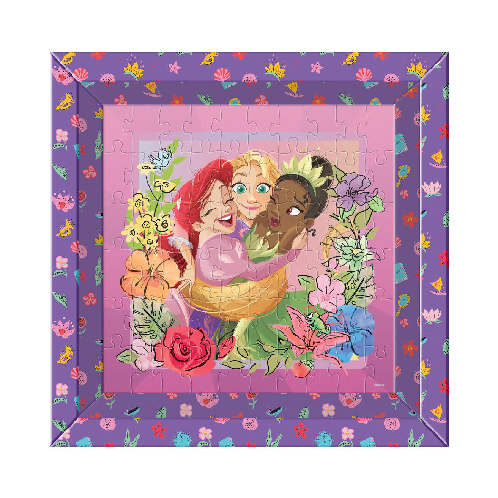 Rompecabezas Princesas Disney armado con Ariel, Rapunzel y Tiana