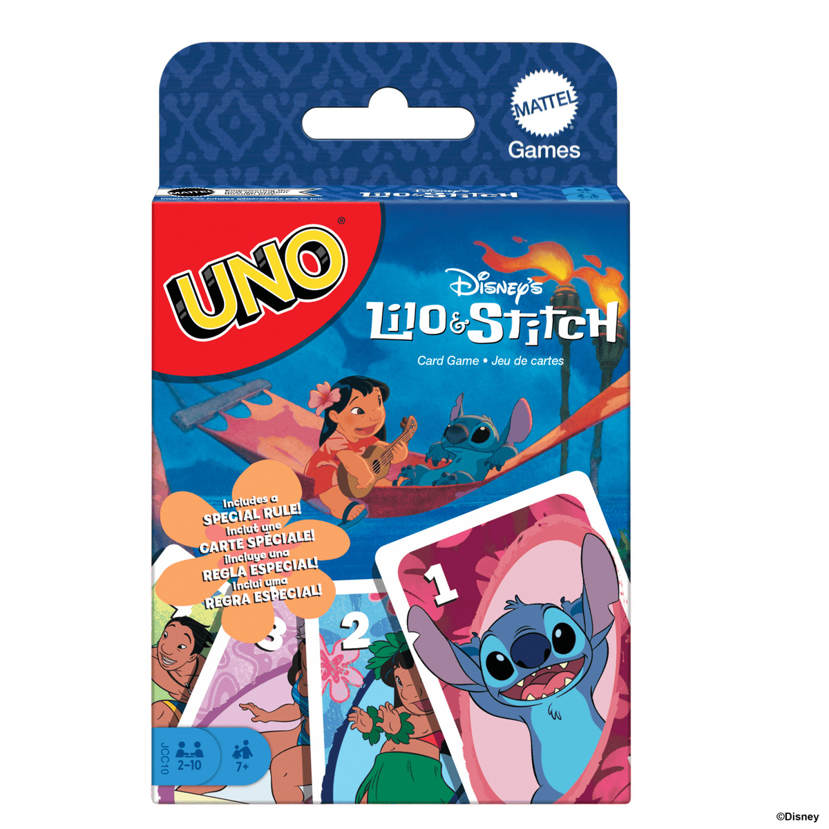 Caja del juego de cartas UNO Disney Lilo & Stitch de Mattel