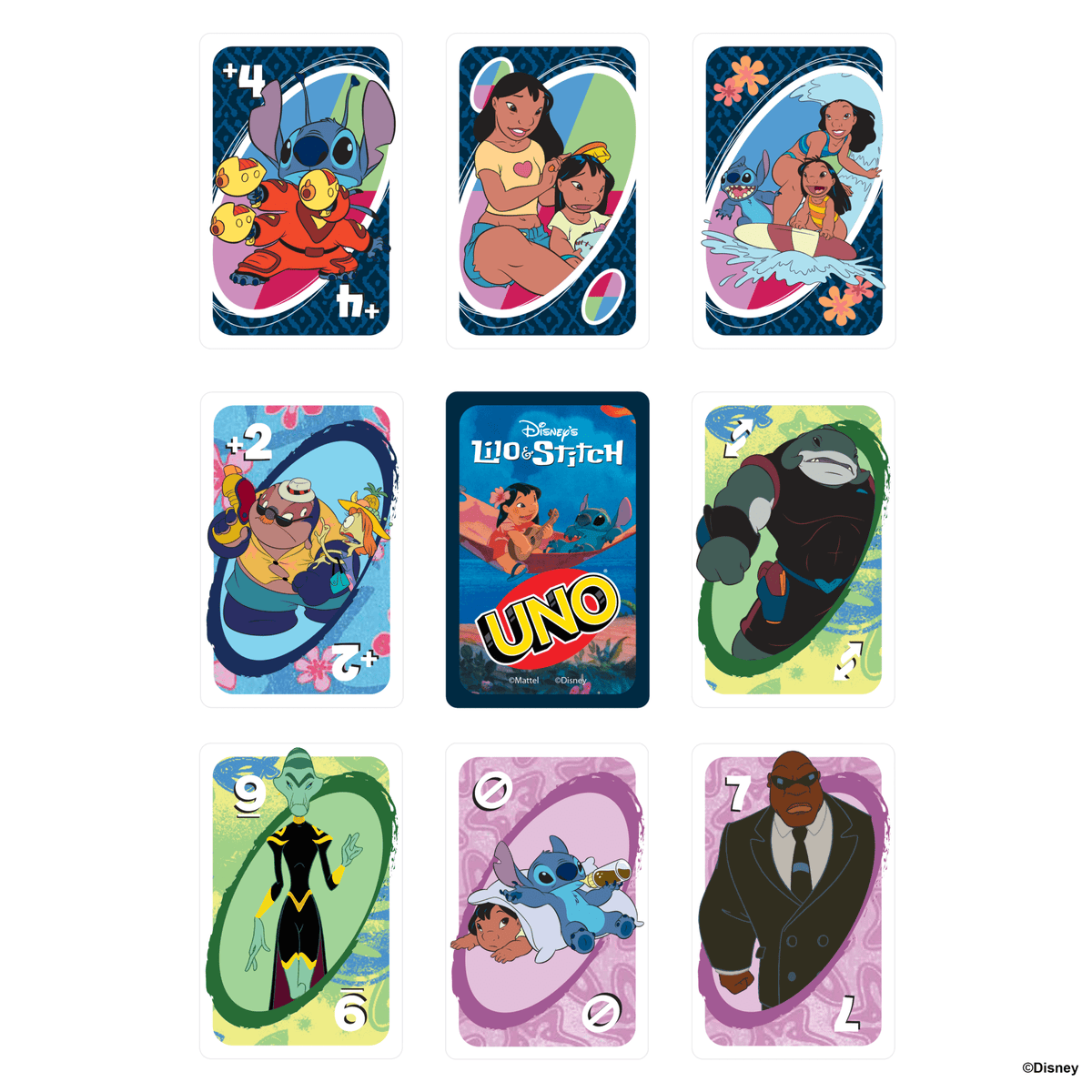 Cartas de UNO Lilo & Stitch con Stitch, Lilo y comodines