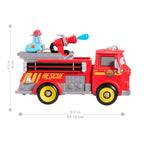 Medidas del camión de bomberos Rojo: 24 cm de largo y 16 cm de alto