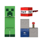 Vista frontal del Creeper verde con accesorio TNT y bloques de construcción