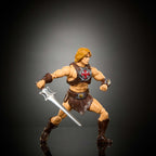 He-Man Chronicles en pose de combate con la espada, articulación de piernas