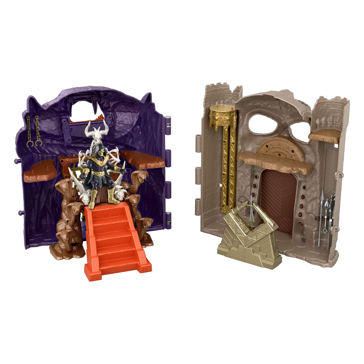 Montaña Serpiente con trono de huesos y Castillo Grayskull con altar por separado