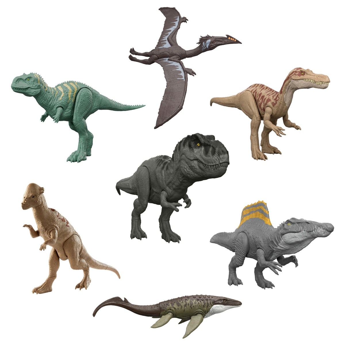 Lineup de dinosaurios grandes Jurassic World que pueden venir en el surtido