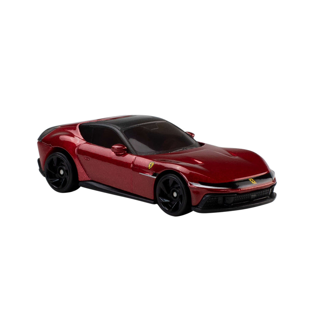 Auto Ferrari rojo metálico con techo negro del set Hot Wheels Rosso