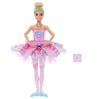 Barbie Clara bailarina con tutú rosado de dulces, diadema celeste y caja de regalo