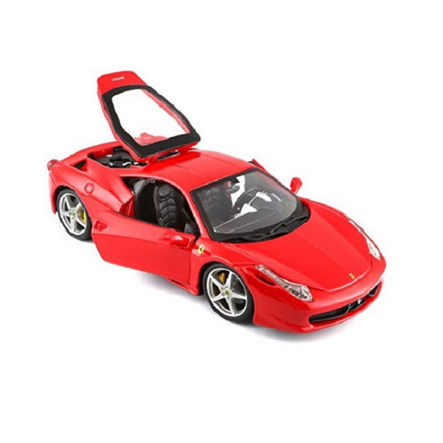 Ferrari 458 Italia rojo escala 1:24 de Bburago con puertas y capó abiertos